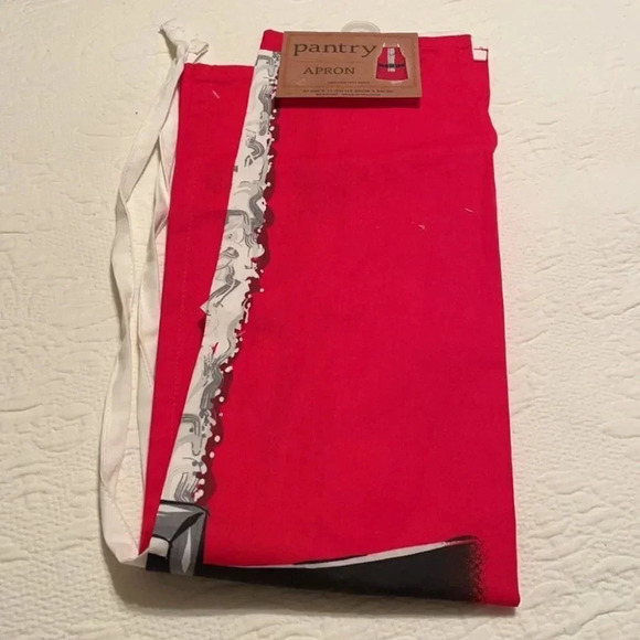 Pantry Apron Christmas Santa Claus Theme Cotton Holiday Parties Full Length NWT - Picture 4 of 4
